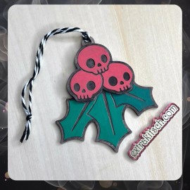 Unbranded Creepmas Holly Berry Skulls Ornaments - Spooky Christmas