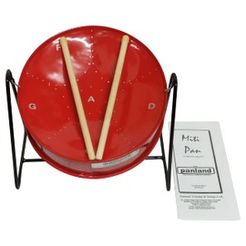 Miniature Steelpan (Steel Drum) 8 Inch Diameter 6 Notes Gift, Souvenir from Trinidad & Tobago (MITIPAN) - Red