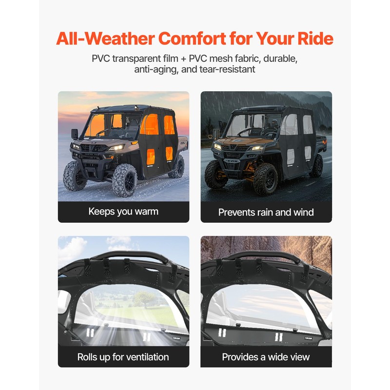VEVOR Cab Enclosure Upper Doors, Compatible with Can-Am Maverick X3