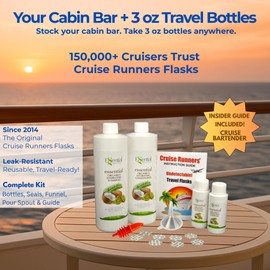 Rum Runners for Cruise Alcohol Smuggling Kit Hidden Flasks for Liquor Disguise Fake Empty Shampoo Bottle Alcohol Containers for Hiding 2x17.3oz and 2x3oz TSA Travel Size Bottles