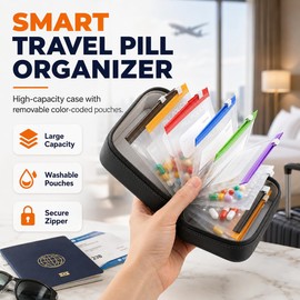 Pill Organiser Bag with 14 Colour Coded Pill Bags