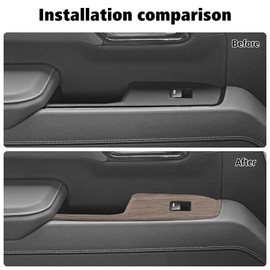 Voodonala for Chevy Silverado 2022+ Car Door Window Control Panel Cover Trim Compatible with Chevy Silverado 2022 GMC Sierra 2022+ (Wood,4pcs,ABS)