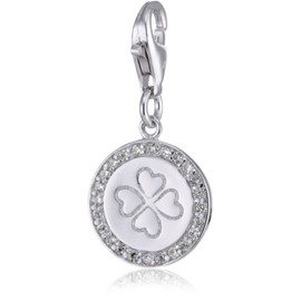 s.Oliver 387132 Women's Clover Charm 925 Silver, Sterling Silver, Cubic Zirconia