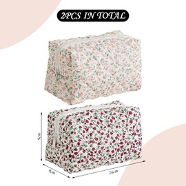 2 Pieces Of Flower Storage Bag, Women'S Makeup Bag, Soft Cotton Storage Bag, Portable Storage Bag, Travel Supplies.