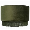 Tristan Home Premium Velvet Drum Lamp Shade with Fringe (Olive