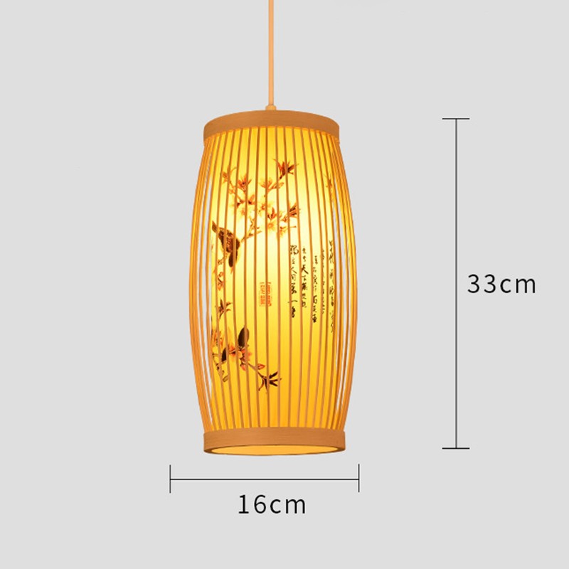 Woven Pendant Light Chinese Japanese Style Retro Rattan Lampshade Pendant