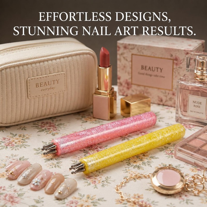 2-Pack Nail Dotting Tool with 5-Petal Flower