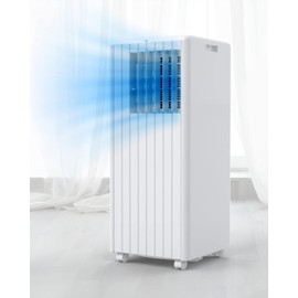 DEXSO Portable Air Conditioner 8,000BTUs, A/C for Rooms up to 350 Sq. Ft, Built-in Dehumidifier, Fan, and Sleep Mode, Includes Remote Control, Reusable Filter, and Window Kits