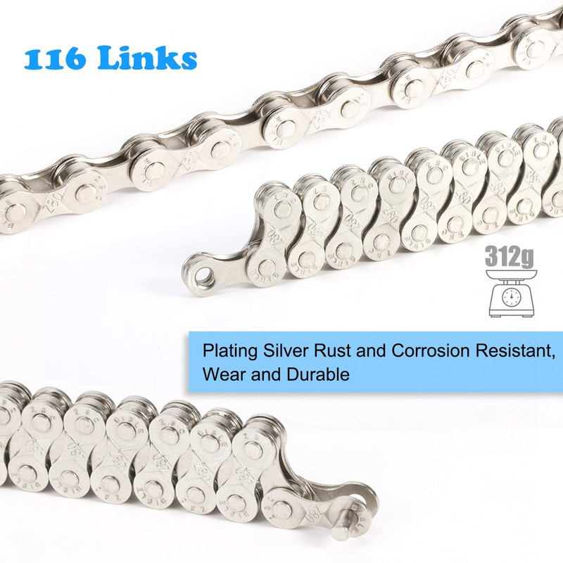 TAGVO 6/7/8 Speed Chain Plating Silver 116 Link with Quick