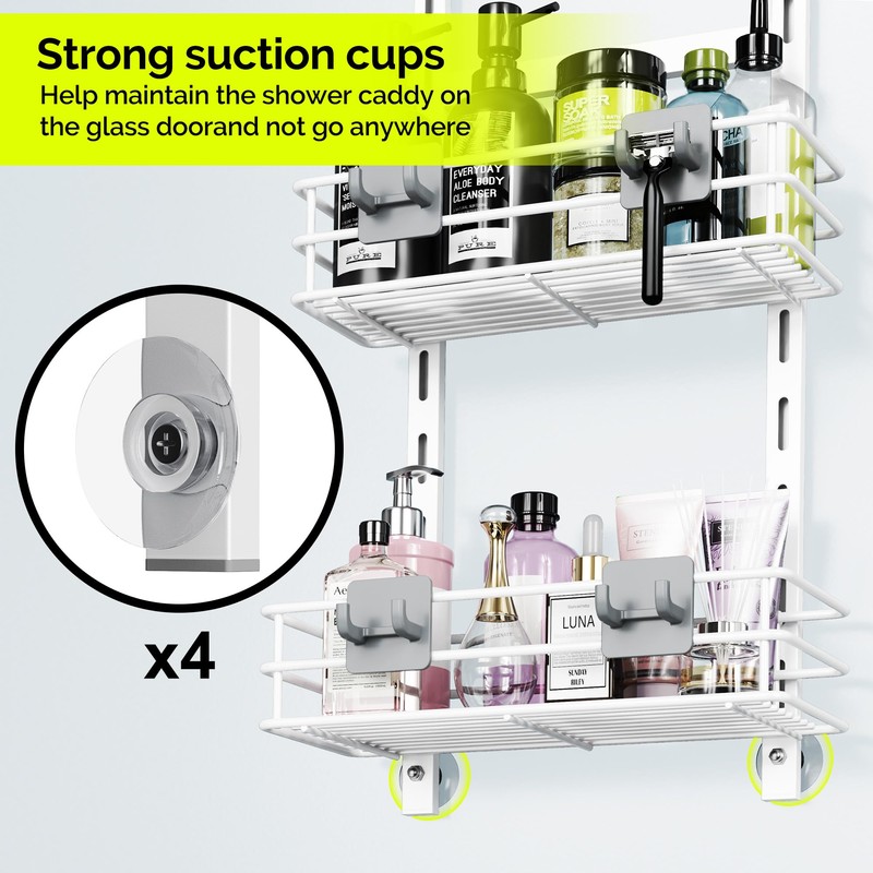 Orimade Over The Door Shower Caddy Adjustable 4 Tier White,Bathroom