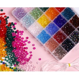 Incraftables Crystal Glass Beads 24 Colors 1200pcs Kit for Jewelry Making, Hair Accessories, & DIY Bracelets. Large 6mm Briollete Rondelle Assorted Crafting Bead with Elastic String for Kids & Adults