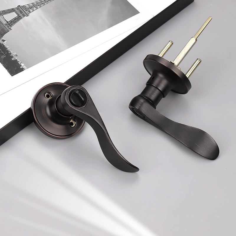 KNOBWELL 8 Pack Bronze Door Lever Handles Privacy Interior Door