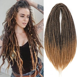 Leeven 24 Inch Ombre Double Ended Dreadlocks 10 Strands Hippie Reggae Locs Synthetic Soft Crochet Dreads 0.6 Width Thin Dreadlock Extensions / T27#