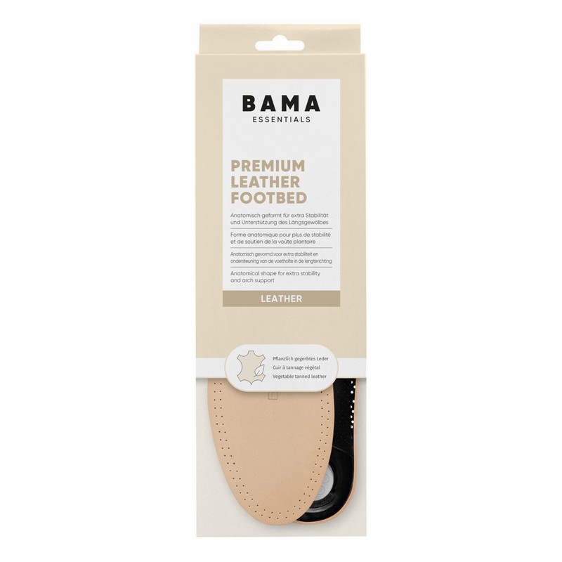 BAMA Premium Leather Footbed, Orthopaedic Insole, Anatomically Shaped, Genuine Leather,