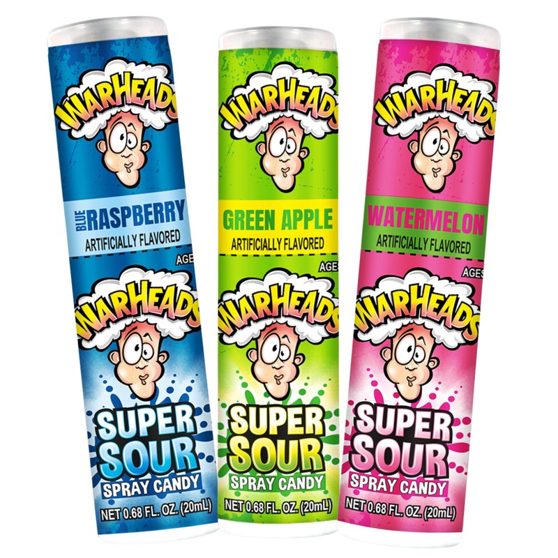 Sweetzo Warheads Super Sour Spray Candy, Assorted Fruit Flavors, Fun