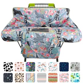 Polovillae Grey Shopping Cart Cover for Baby 2-in-1 High Chair Cover with Safety Harness Multifunctional Dog Pattern Cart Covers for Babies Soft Padded Grocery Cart Cover for Baby Boy Girl