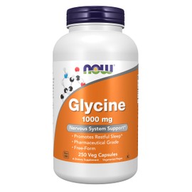 Now Supplements, Glycine 1,000 mg Free-Form, Neurotransmitter Support*, 250 Veg Capsules
