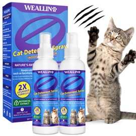 WEALLIN Keep Away Cat Deterrent Spray-2 Pack(8.12 Oz), Natural Cat Repellent Spray Safe Indoor & Outdoor Deterrent for Furniture Protection, Effective Anti-Scratch Training Aid
