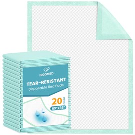 Tear-Resistant Chucks Pads Disposable 60" x 36" Underpads Extra Large Incontinence Bed Pads Heavy Duty Absorbency Chux Pads Pee Pads for Adult Elderly Puppy Pads for Training, 20 Pads