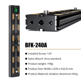 Sea frogs Professionelle Arca-Swiss Schnellwechselplatte – Flugzeugaluminium Kugelkopf Adapter mit 1/4" Gewinde & Schwalbenschwanzsystem für Kamera/Stativ/Gimbal (240MM)