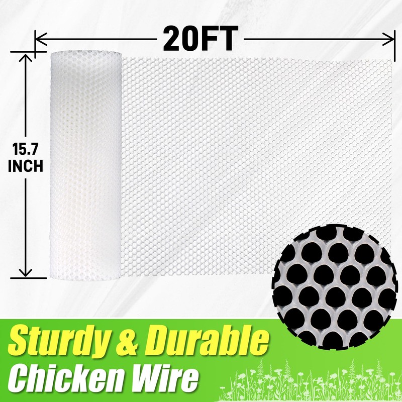 White Plastic Wire Mesh Fence Roll - 15.7IN x 20FT