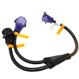 Parkworld 63791 RV 30A Male Plug Splitter to 50A RV and EV, NEMA TT-30P to 14-50R Outlet for RV and 14-50R Receptacle for EV (3FT)