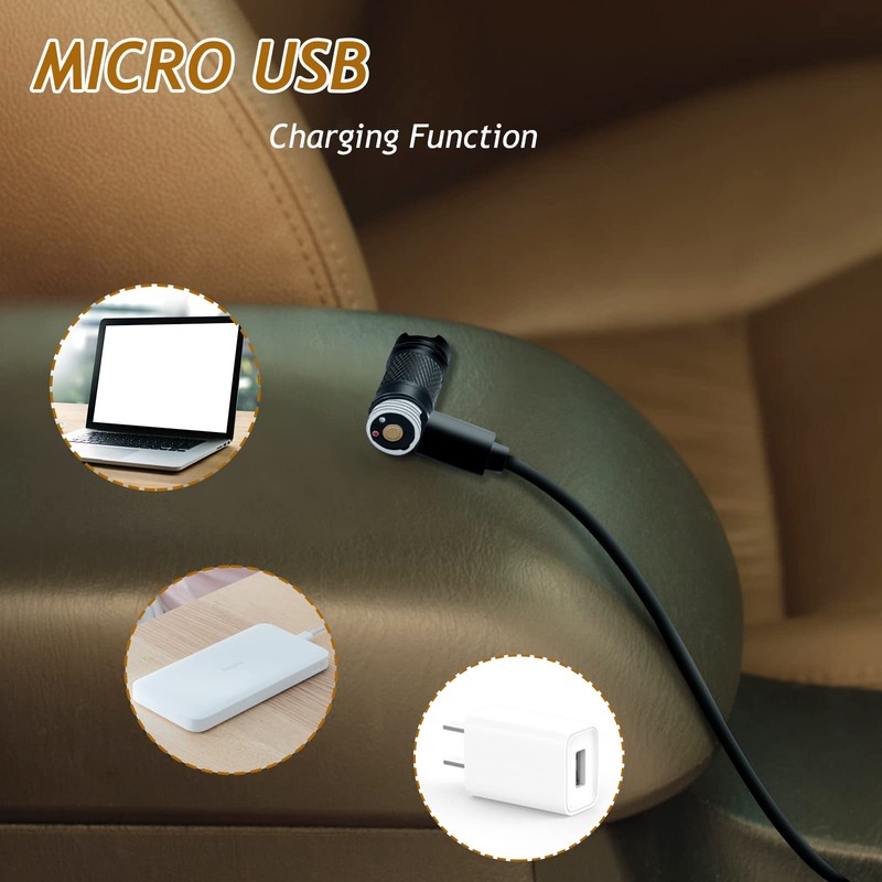 SdeNow Mini Flashlight Keychain with Micro USB Rechargeable Tiny Flashlight