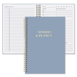 BIROYAL Daily Planner Notebook with Timetable - Spiral To-Do Notepad to Easily Organize Your Tasks and Appointments - Stylish Books and Feminine Items for School or Office - Blue