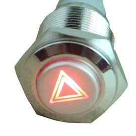 E Support 12V Car Red LED Emergency Hazard Warning Symbol Push Button Metal Switch