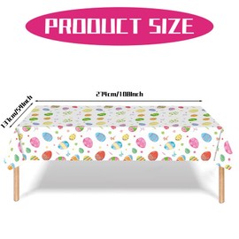 Easter Table Cloth, 137x274cm Rectangular Plastic Waterproof white Easter Eggs Tablecloth, Easter Party Supplies, Easter Table Decorations for Easter Party