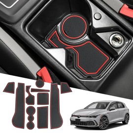 MARCHFA Centre Console Mat Rubber Mats for Golf 8 MK8 2020-2024 Car Accessories Golf 8 Non-Slip Mat for Centre Console, Coasters Pack of 10 (Red)
