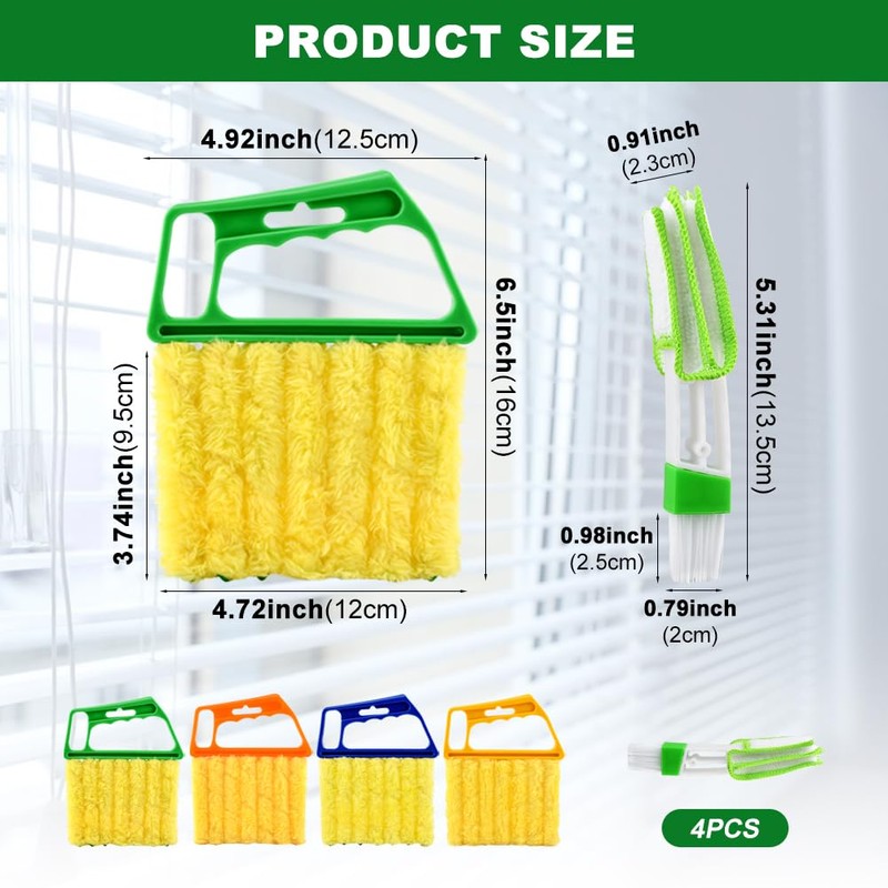 Blind Cleaner Duster Tool Set,4Pcs 7-Finger Microfiber Blind Duster