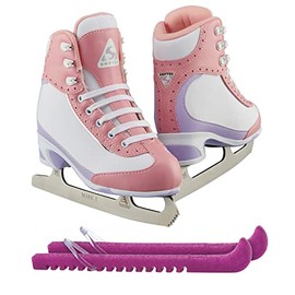 Jackson Ultima Softec Vista ST3201 Figure Ice Skates for Girls/Color: Pink, Size: Youth 3 Bundle with Skate Guards