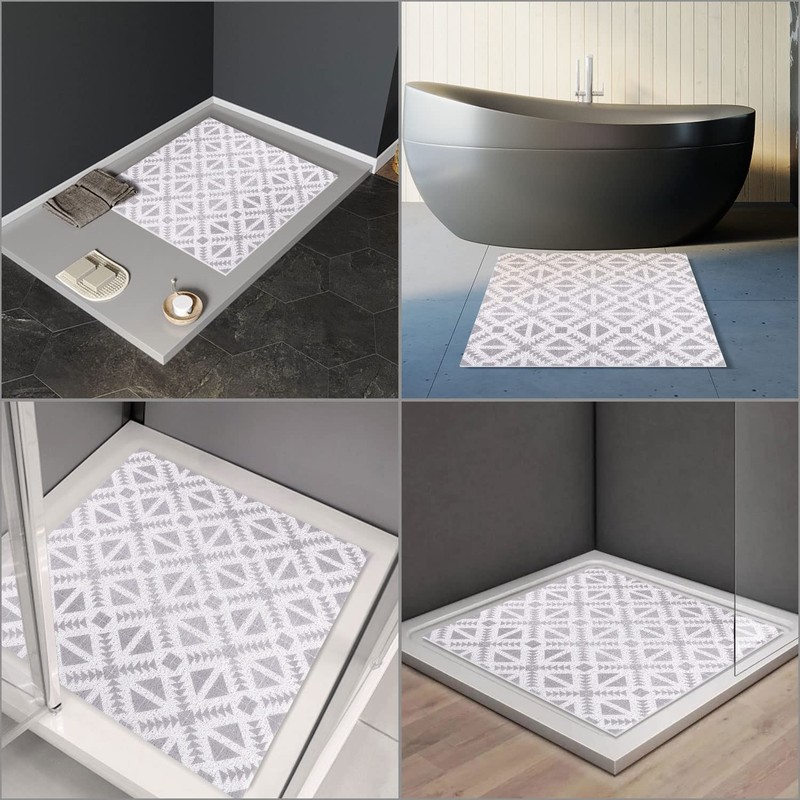 Lurowo Shower Mat Non-Slip Bath Mat Loofah Bathroom Rug with