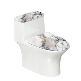 FUIALDOLG Toilet Lid Covers for Bathroom, White Marble Machine Washable Toilet Seat Cover Anti-Slip Elastic Edge Toilet Lid Dust Cover and Toilet Tank Lid Cover