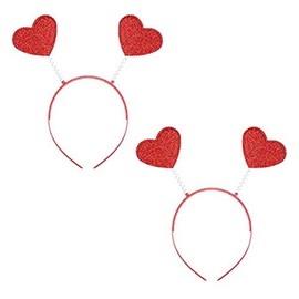 Soochat Heart Headband Red Heart Headband Love-shaped Head Boppers for Valentine’s Day Party Accessoires 2Pcs
