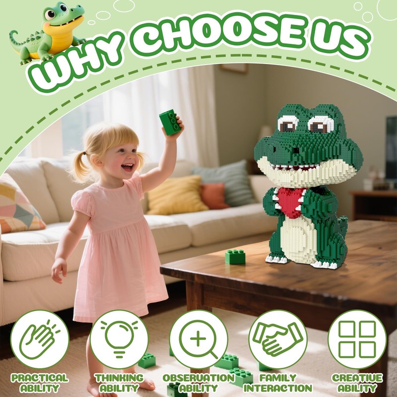 APENGBAOL Animal Love Crocodile Micro Mini Building Blocks Set（9874PCS 39cm