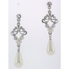 Faux Pearl Drop and Simulated Rhinestone Post Back Earrings