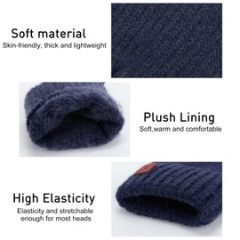 Fingerless Gloves for Men - Winter Fingerless Knitted Gloves Thermal Fingerless Gloves Half Finger Gloves for Outdoor Working Running Cycling Sking (Navy Blue)
