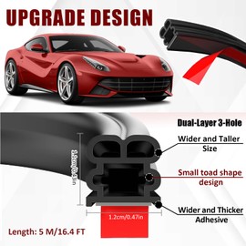 Car Door Seal Strip,Thickened Rubber Double Layer Vehicle Weather Stripping for Hoods,Trunks,Windows, 32.8Ft/10M 3Hole Soundproofing Sealing Strip Car Accessories,Universal for SUV, Truck, RV (32.8Ft)