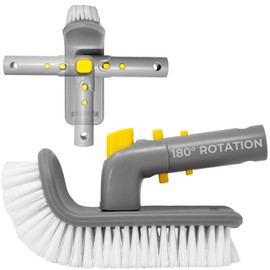 SWIMLINE HYDROTOOLS Pool Floor Wall Step Brush for Inground & Above Ground Pools | 180° Rotating Step & Corner Brush with EZ Clip for Hard-to-Reach Spots & Spa Walls