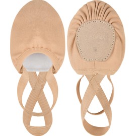 Tegmk Women's Stretch Canvas Half Dance Soles Pirouette Lyrical Turners Ballet Shoes(1E76) Nude