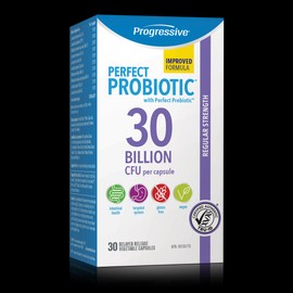Progressive Perfect Probiotic 30 Billion CFU Delayed Release Vegetable Capsules, Shelf Stable, 30 Delayed Release Vegetable Capsules