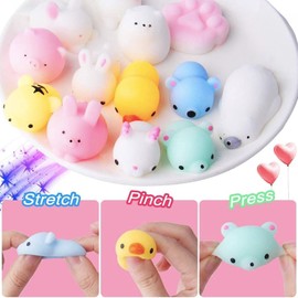 POPOYU 30P Small Mochi Squishy Toys,Mochi Party Bag Fillers,Mini Moji Fidget Toy Small Prizes Animals Mochi Squishes Toys Fidget for Kids Party Bag Fillers for Kids Party Girls Boys Classroom Prizes