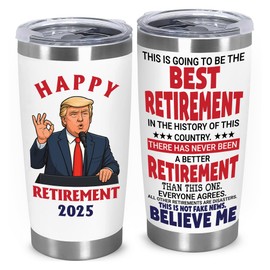 Sengift Retired Tumbler 2025, Retirement Cups For Women, Men, Coworker, Retirement Drinking Cup For Woman, Man, Coworker, White 20oz Tumbler, Funny Retirement Gifts For Men, Women Birthday, Christmas