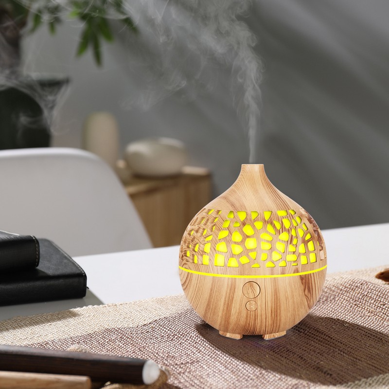 180ml Wood Grain Air Humidifier USB Charging Colorful Lights Air