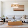 Boho Rattan Chandelier, 19.7" Large Boho Pendant Light with Fabric