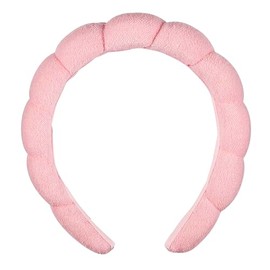 Conair Diadema de spa para maquillaje y lavado facial, diseño de burbujas rosas, 1 unidad, diadema ultraabsorbente de microfibra para lavarse la cara,