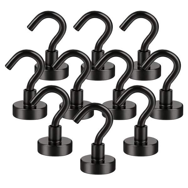 Anksixx 10 Stck Magnethaken Extra Stark, Schwarz Neodym, Super Starke