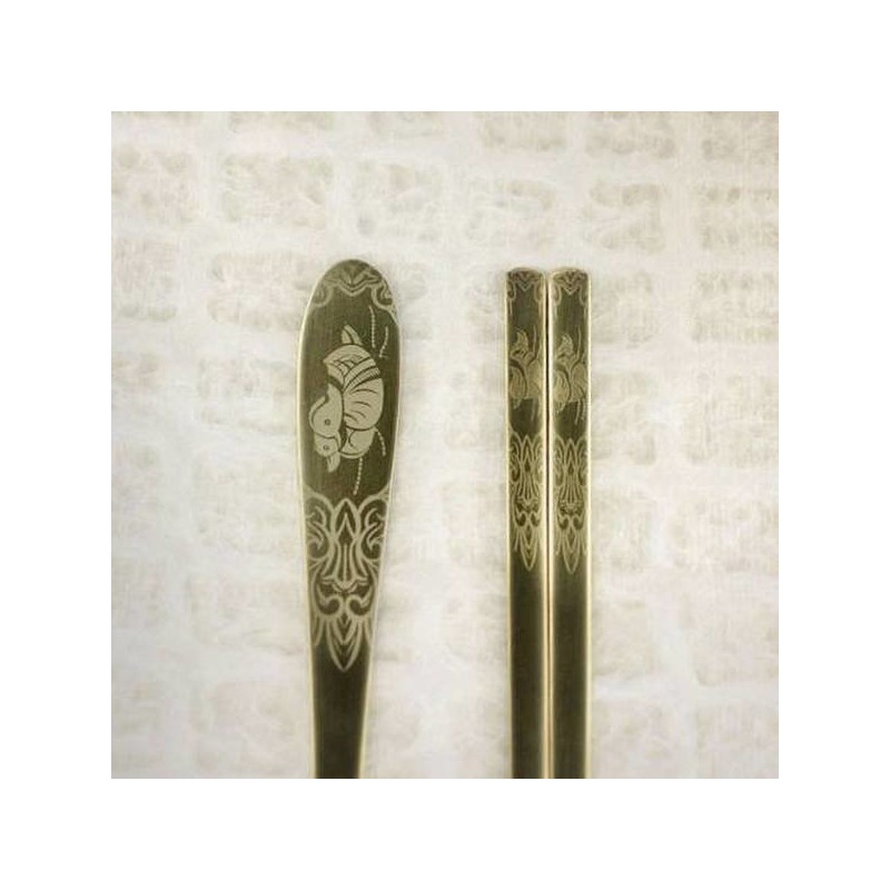 (Hyunwoo) Mandarin Duck Ion Laser Couple Cutlery Set 2p /